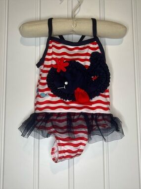 Red, white, & blue whale swimsuit